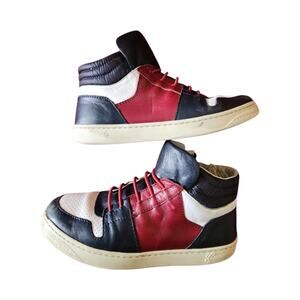 Gucci Kids Blue Red White Hightop Trainer Sneakers Euro Size 29